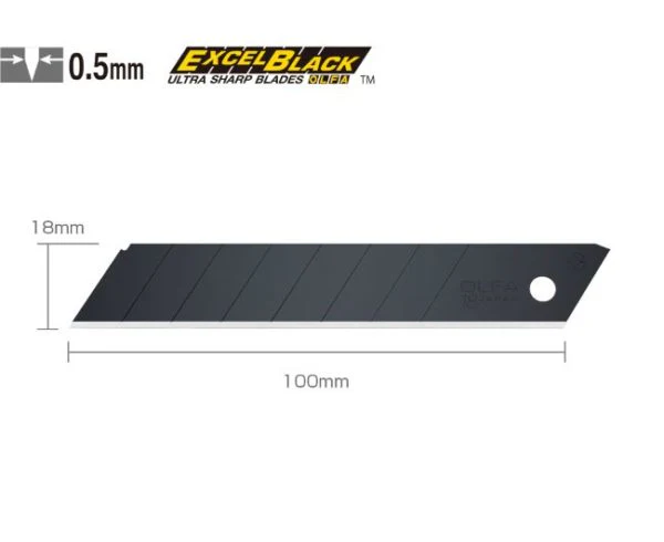 18mm Excel Black Ultra-Sharp Snap Blade for Heavy-Duty Knives (Pack of 10)