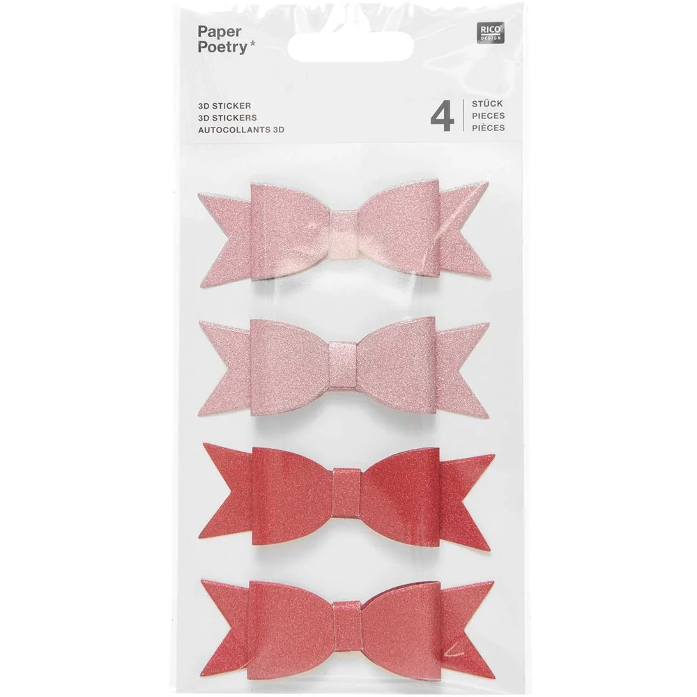 Paper Poetry 3D Glitter Bow Stickers