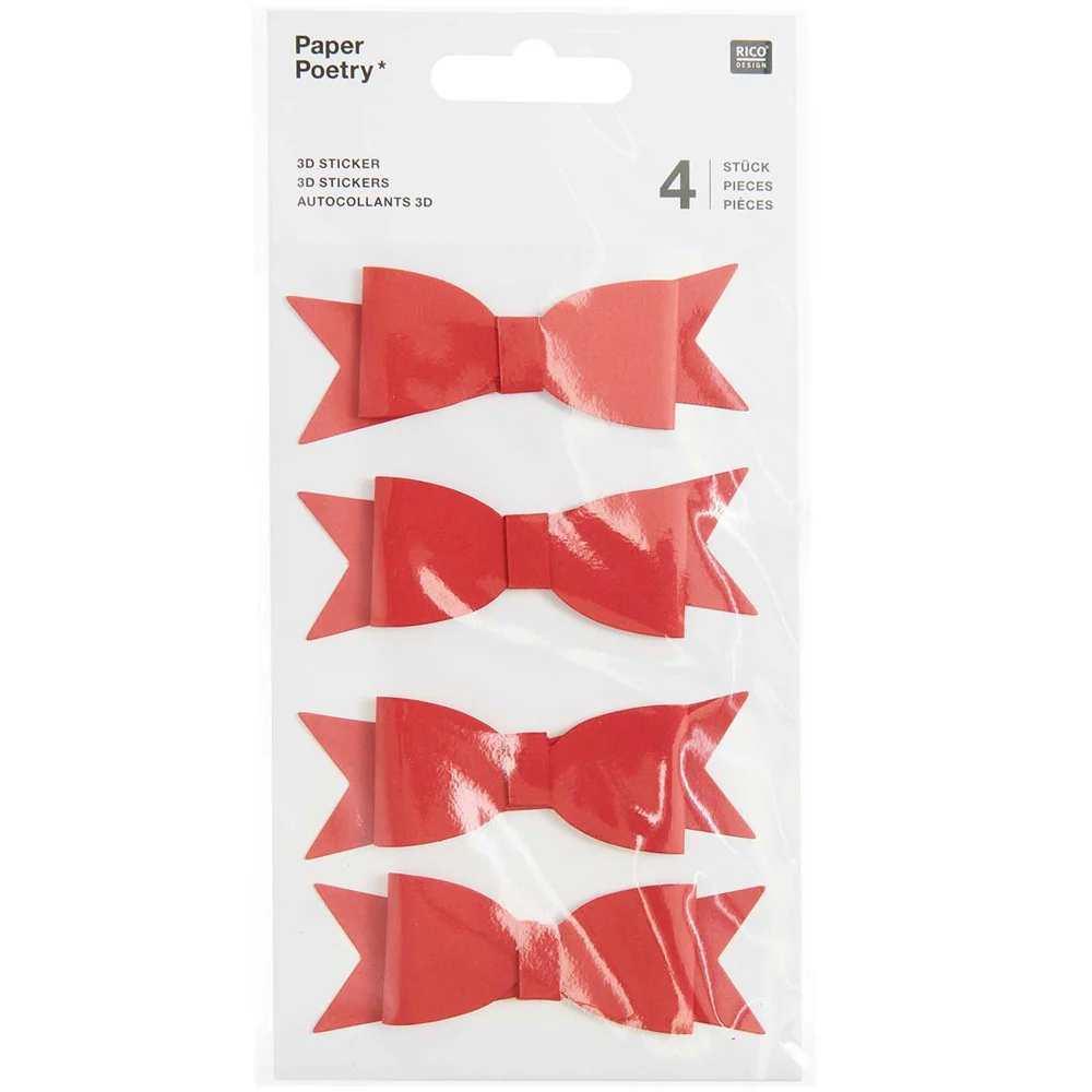 Paper Poetry 3D Red Bow Red Stickers