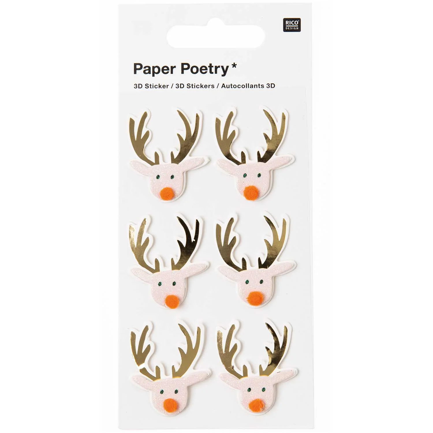 3D Stickers Christmas Reindeers Orange - Image 2
