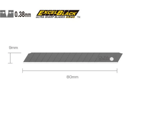 9mm Excel Black Ultra-Sharp Snap Blades for Heavy Duty Knives