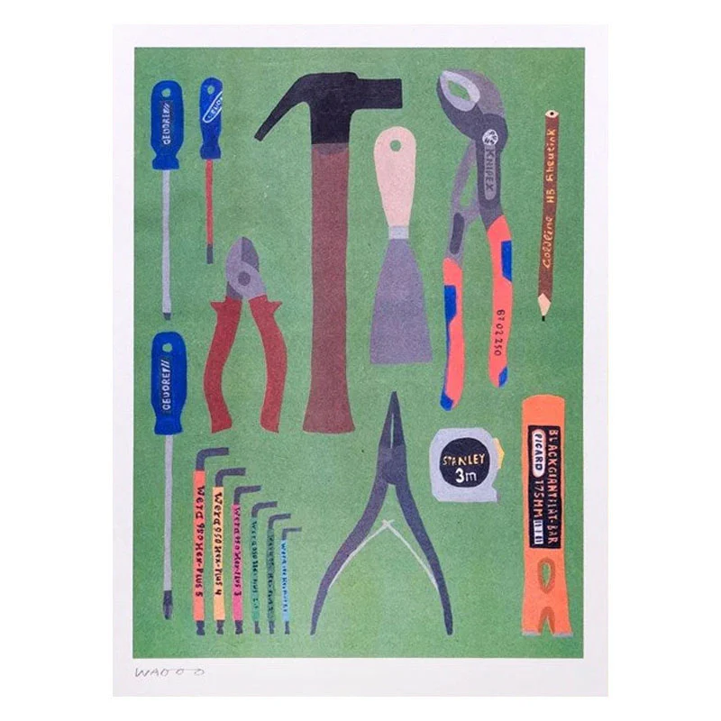 A 30x40cm Risograph Print of Some Tools from Our Toolbox