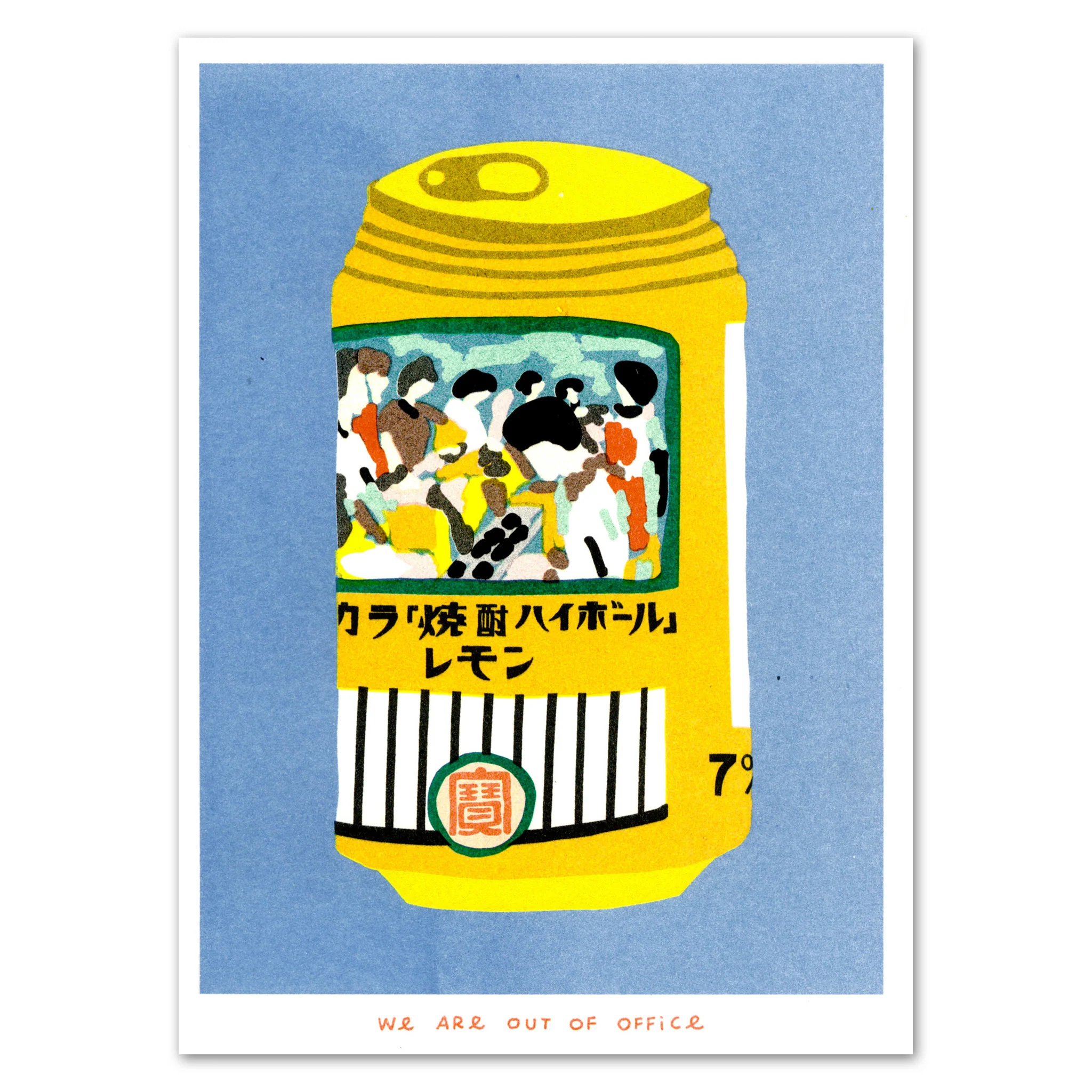 A Risograph Print of A Can of Chuhai