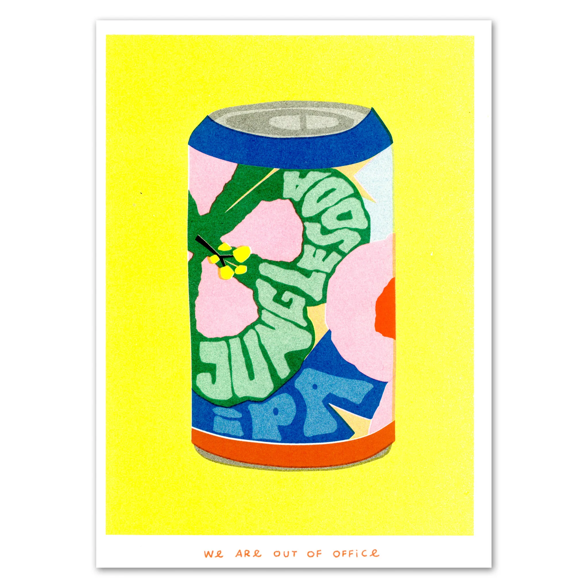 A Risograph Print of A Can of Jungle Soda Ipa