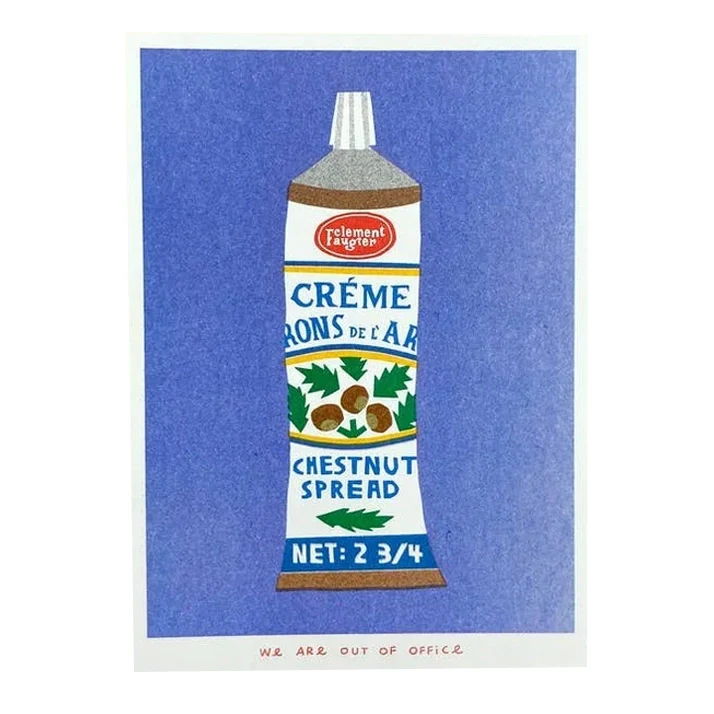 A Risograph Print of A Tube of Chestnut Spread