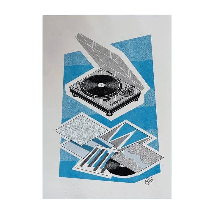 A5 Risograph Print β Technics SL-1200 Turntable Wall Art