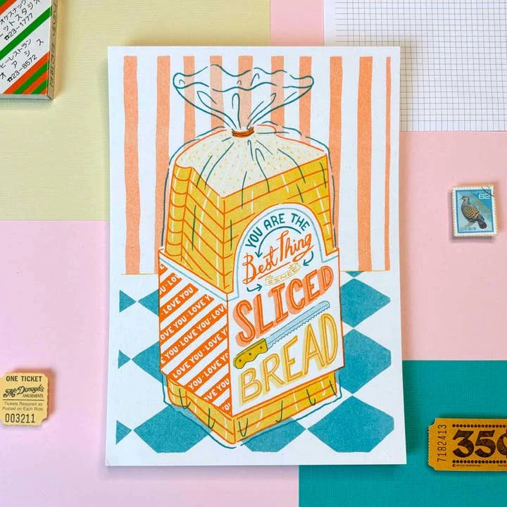 A5 Sliced Bread Risograph Print