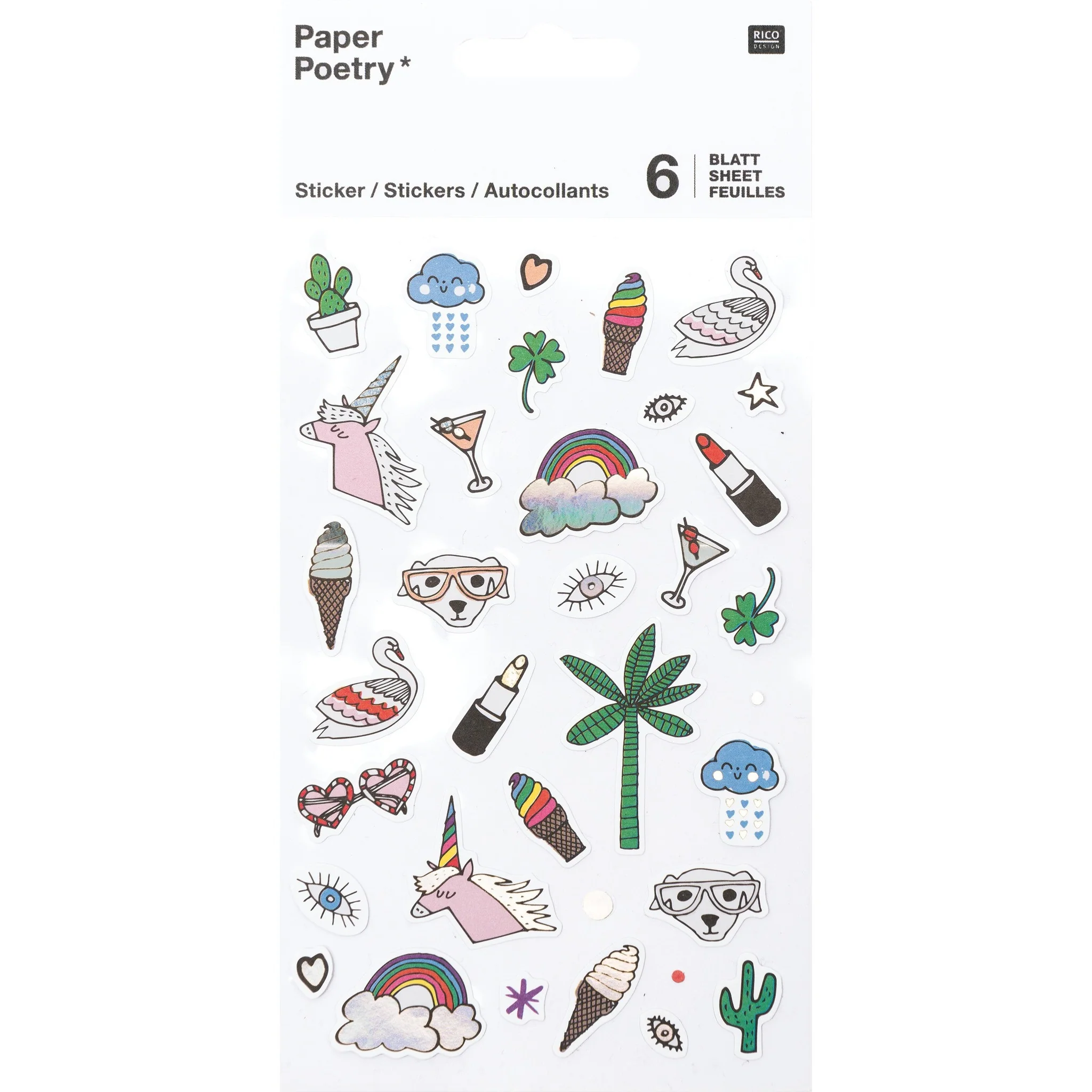 Paper Poetry Agenda Stickers Rainbows