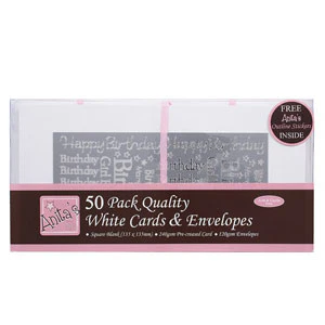 White Square Card & Envelope 50pk