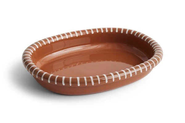 Barro Oval Dish Large - Natural with stripes