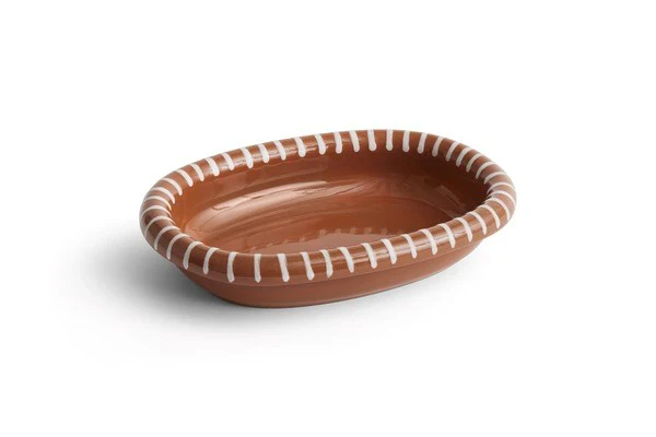 Barro Oval Dish Small - Natural with stripes