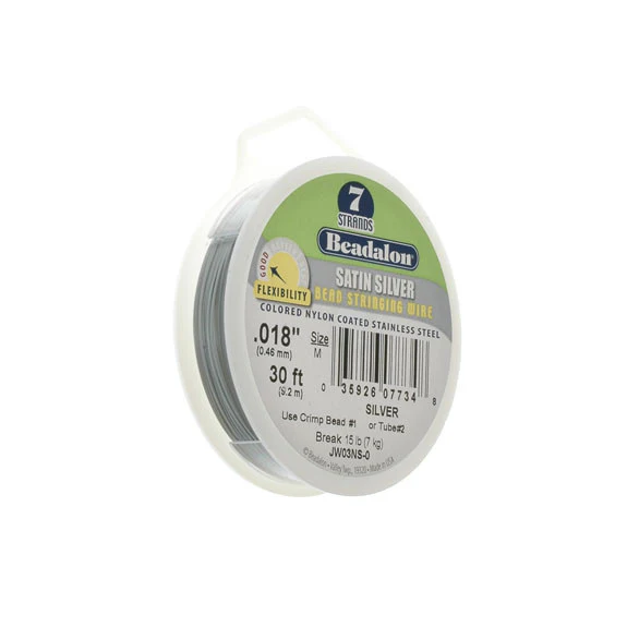 Beadalon 7 Strand Wire .018" Sat Silv 30ft (9.2m)