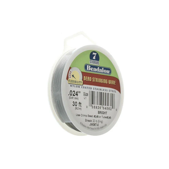 Beadalon 7 Strand Wire .024" Bright 30ft (9.2m)