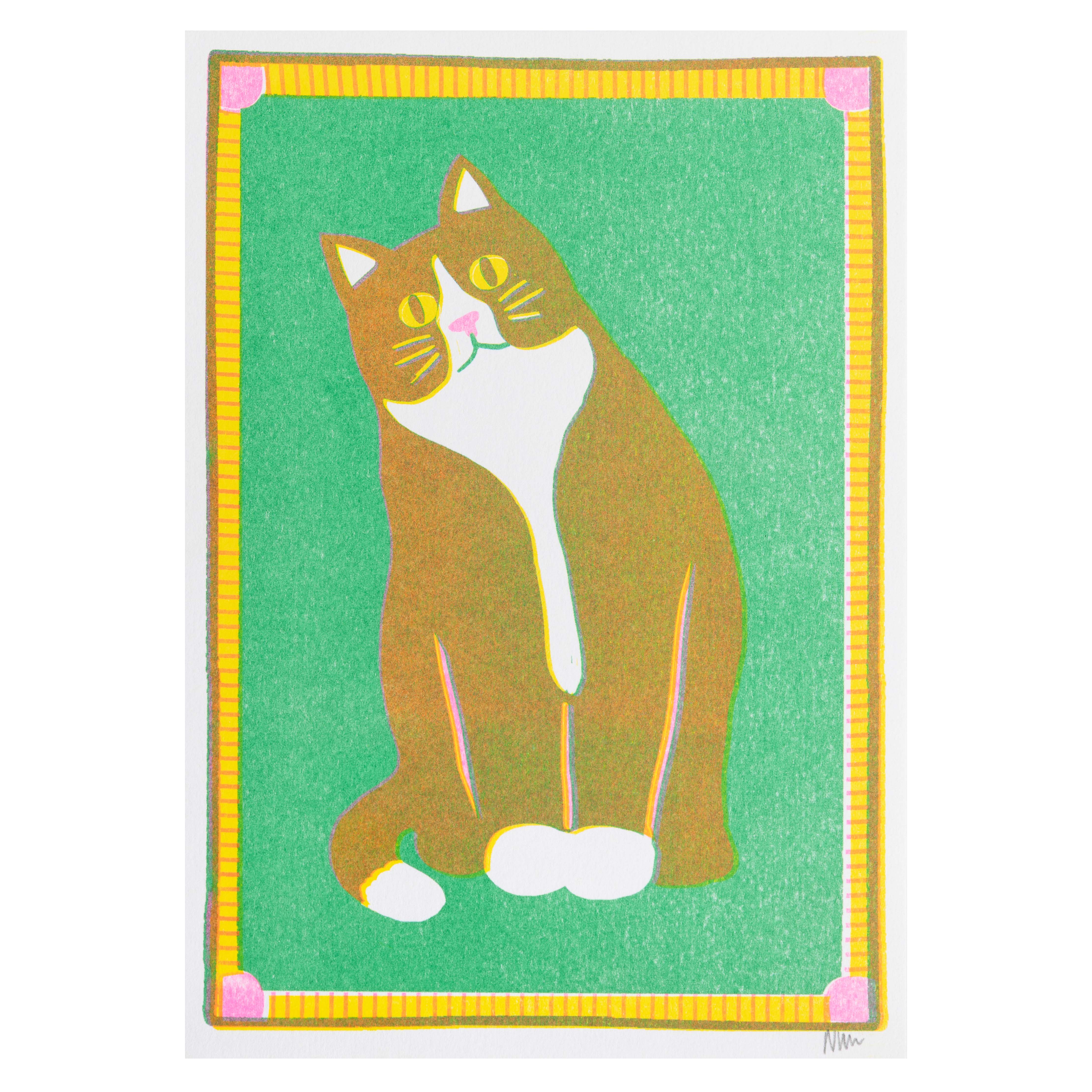 Black Cat Mini Riso Print