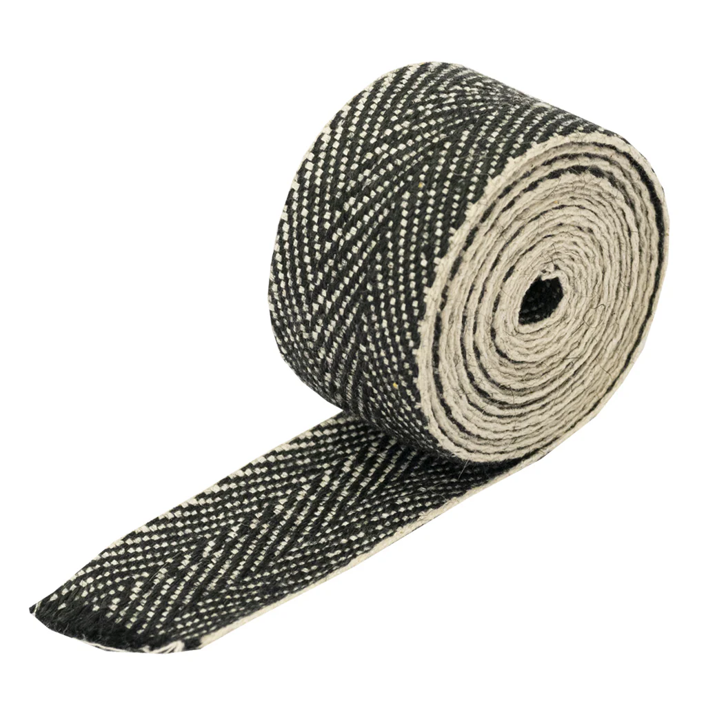 Black Herringbone Jute webbing 2" 3m