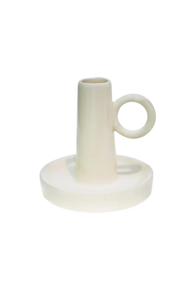 Bowen Dinner Candle Holder With Handle Linen H10cm D10cm