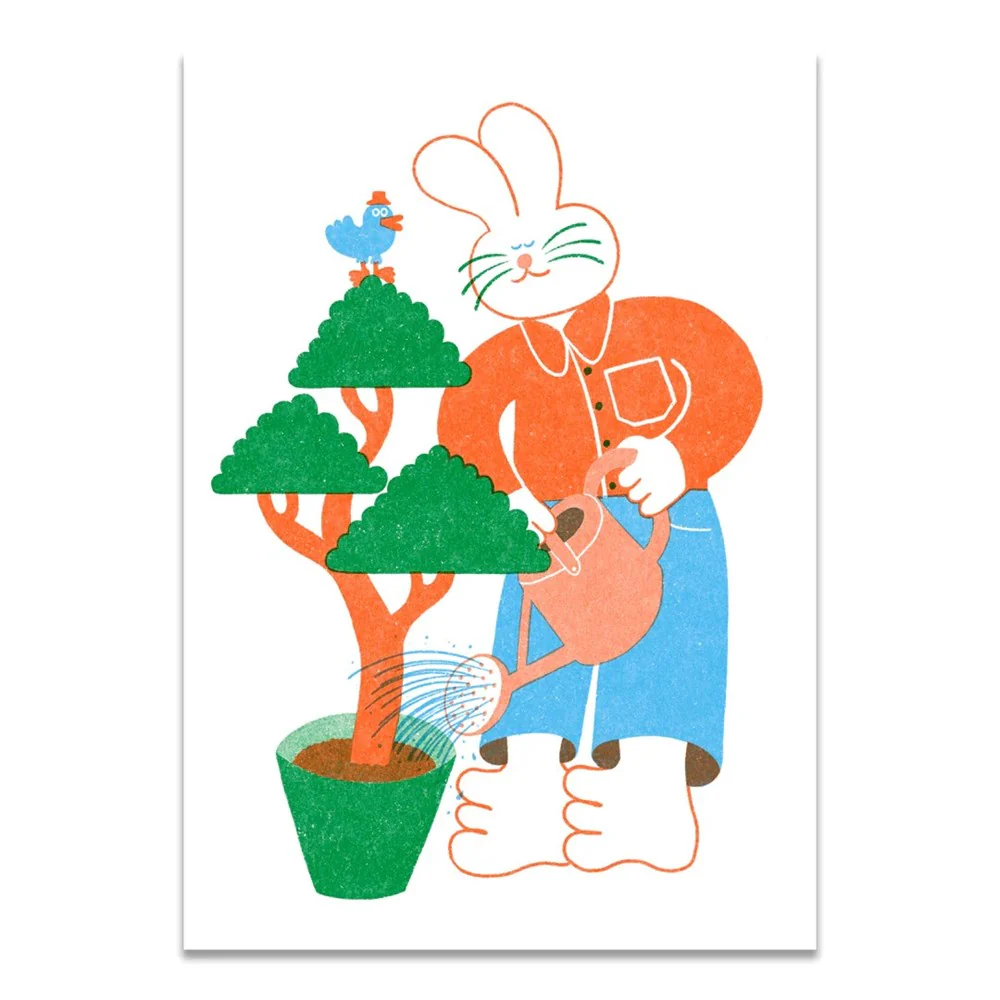 Bunny Waters the Money Tree Risograph Art Print
