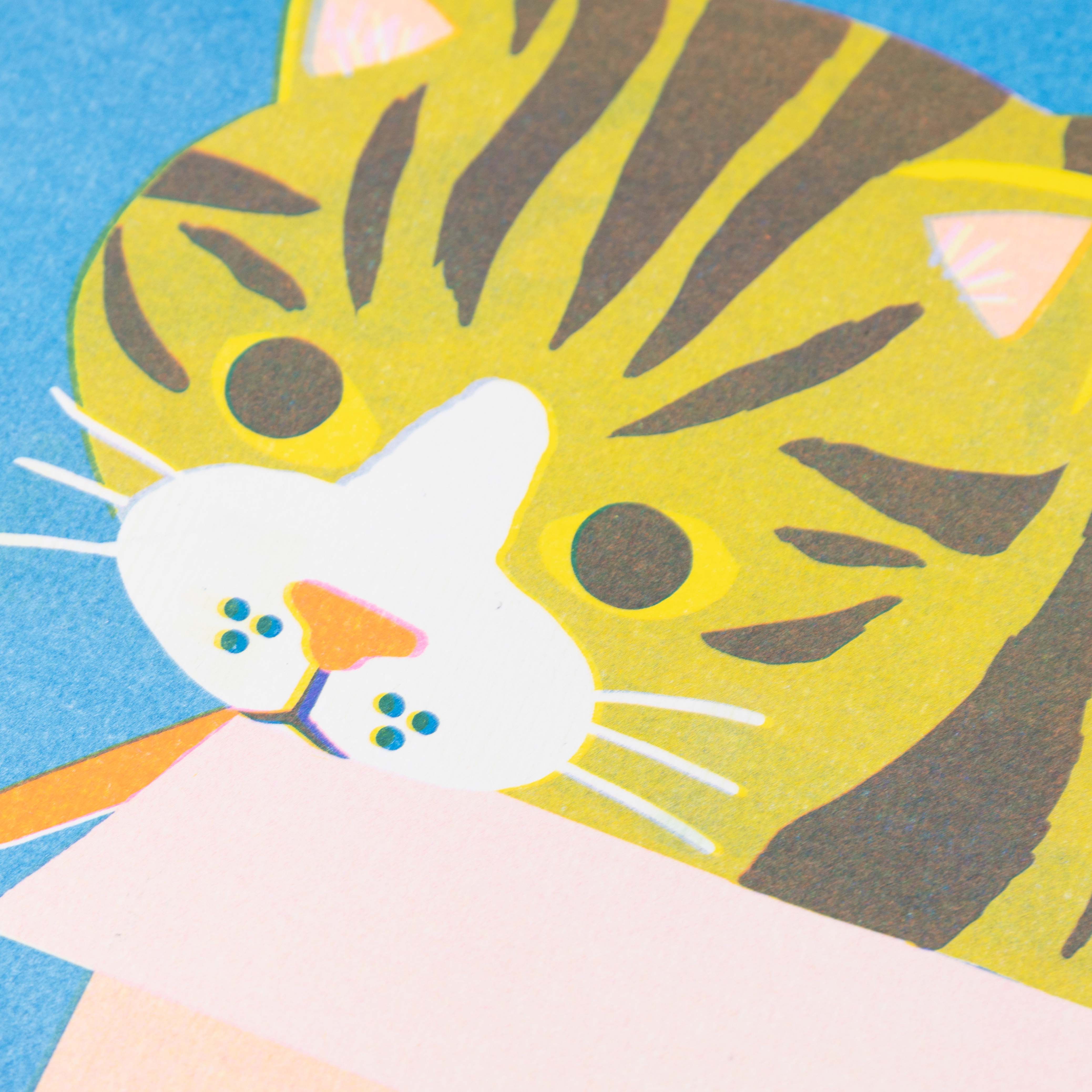 Cat in A Box Riso Print - Image 2