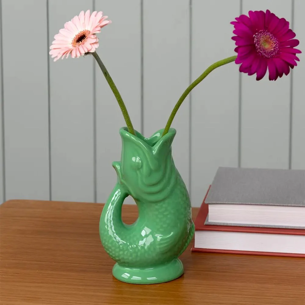Ceramic Green Fish Vase - Image 2
