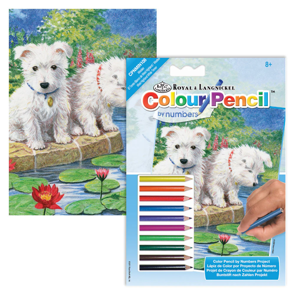 Colour Pencil By Numbers Mini -  Westie Pup Mini Colour Pencil