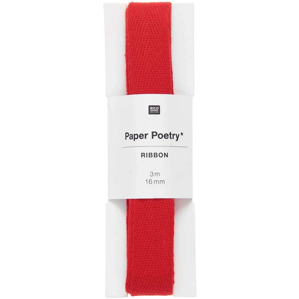 Paper Poetry Natural Cotton Ribbon 16mm Red
