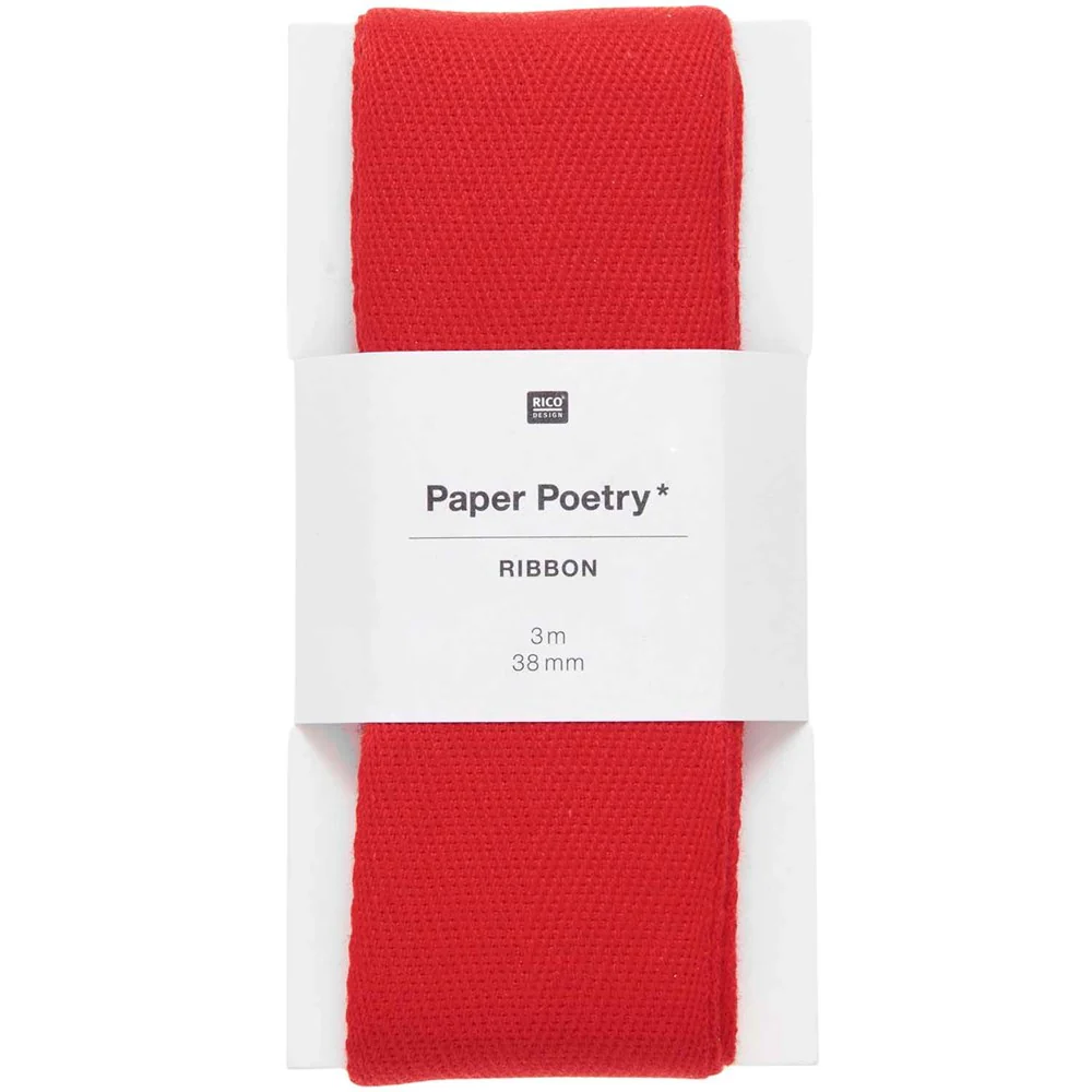 Paper Poetry Natural Cotton Ribbon 38mm Red