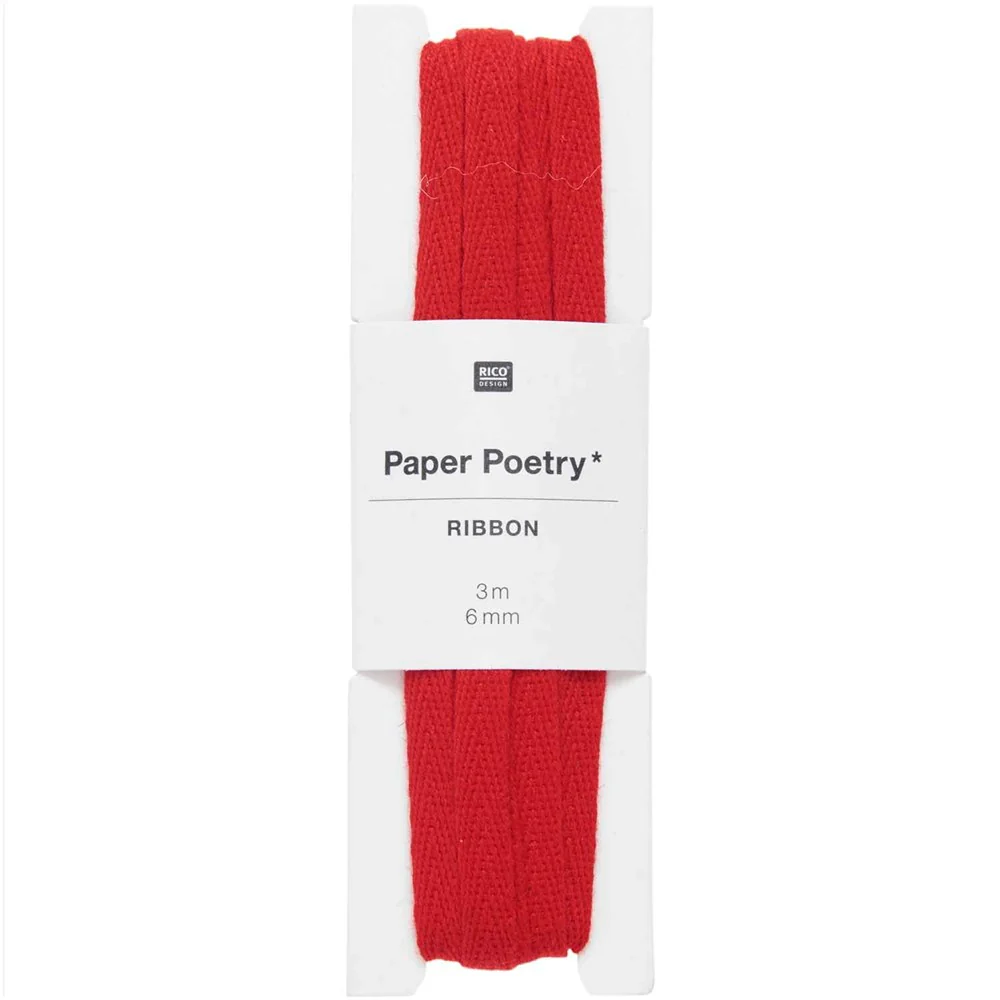 Paper Poetry Natural Cotton Ribbon 6mm Red