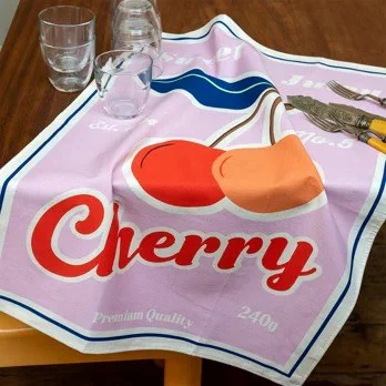 Cotton tea towel - Cherry - Image 2