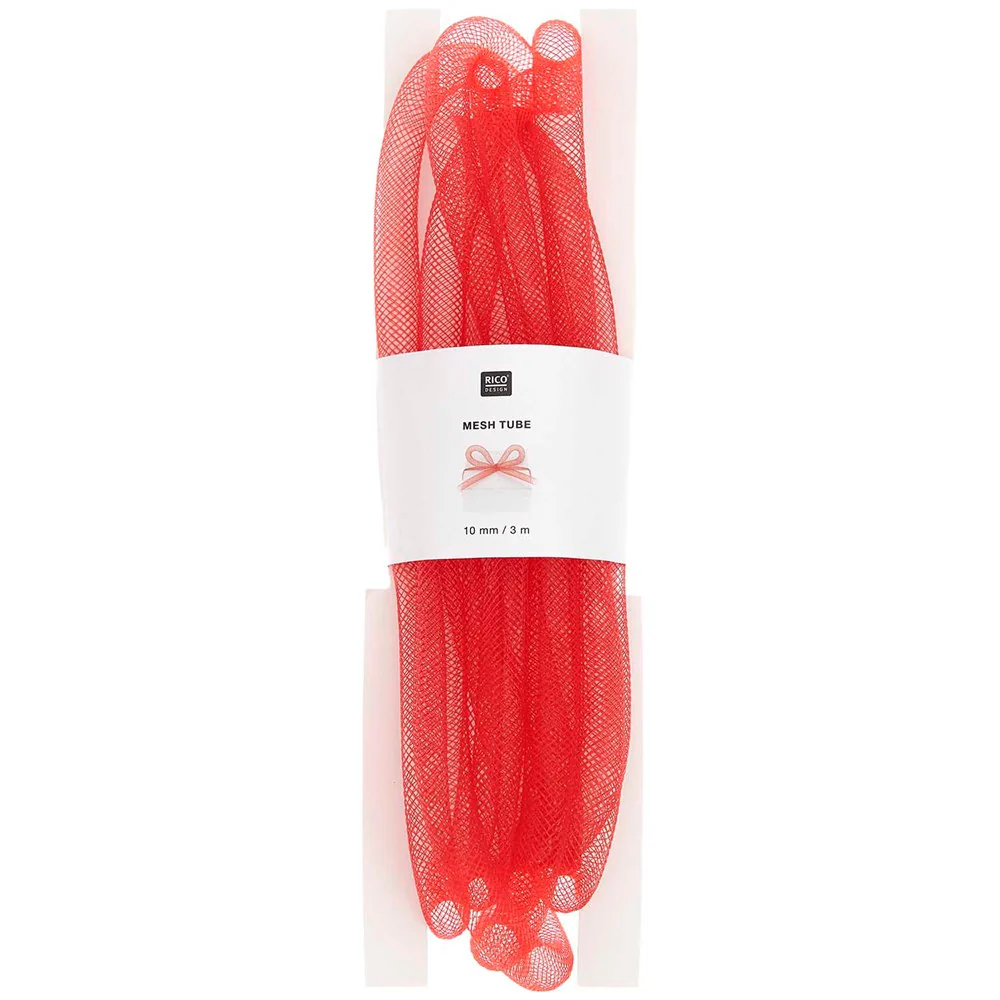 Craft Ribbon Mesh Tube Red 10mm x 3m