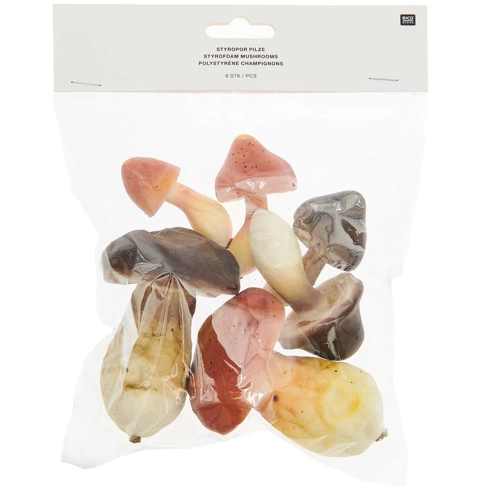 Rico Decorative Mushrooms Brown / Caramel 6pk