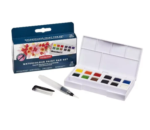 Derwent 12 Watercolour Paint Pan Set