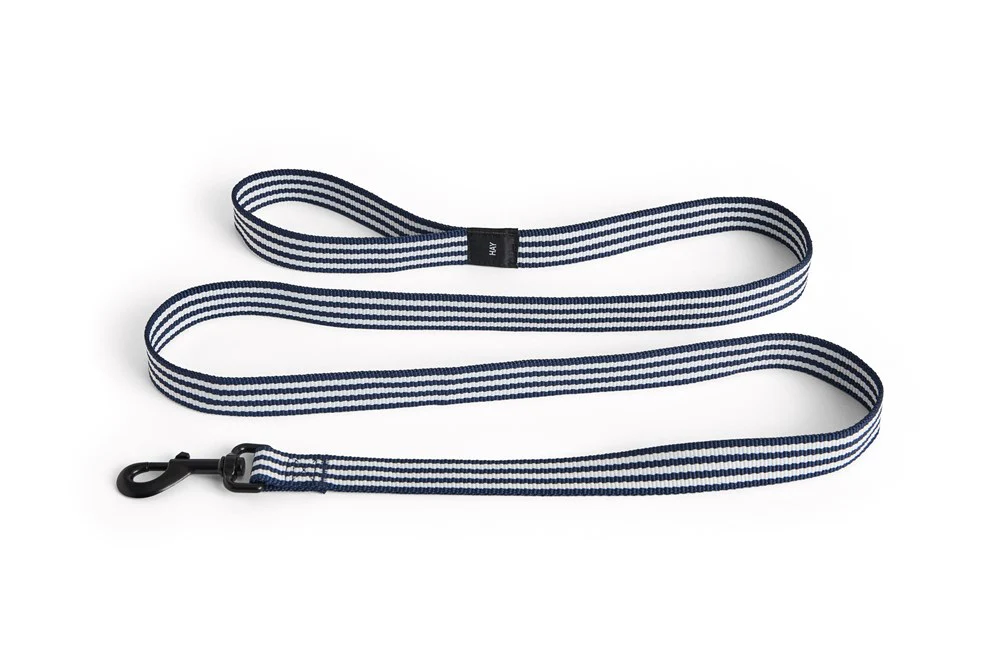 Dog Leash Flat M/L - Blue and White Stripe