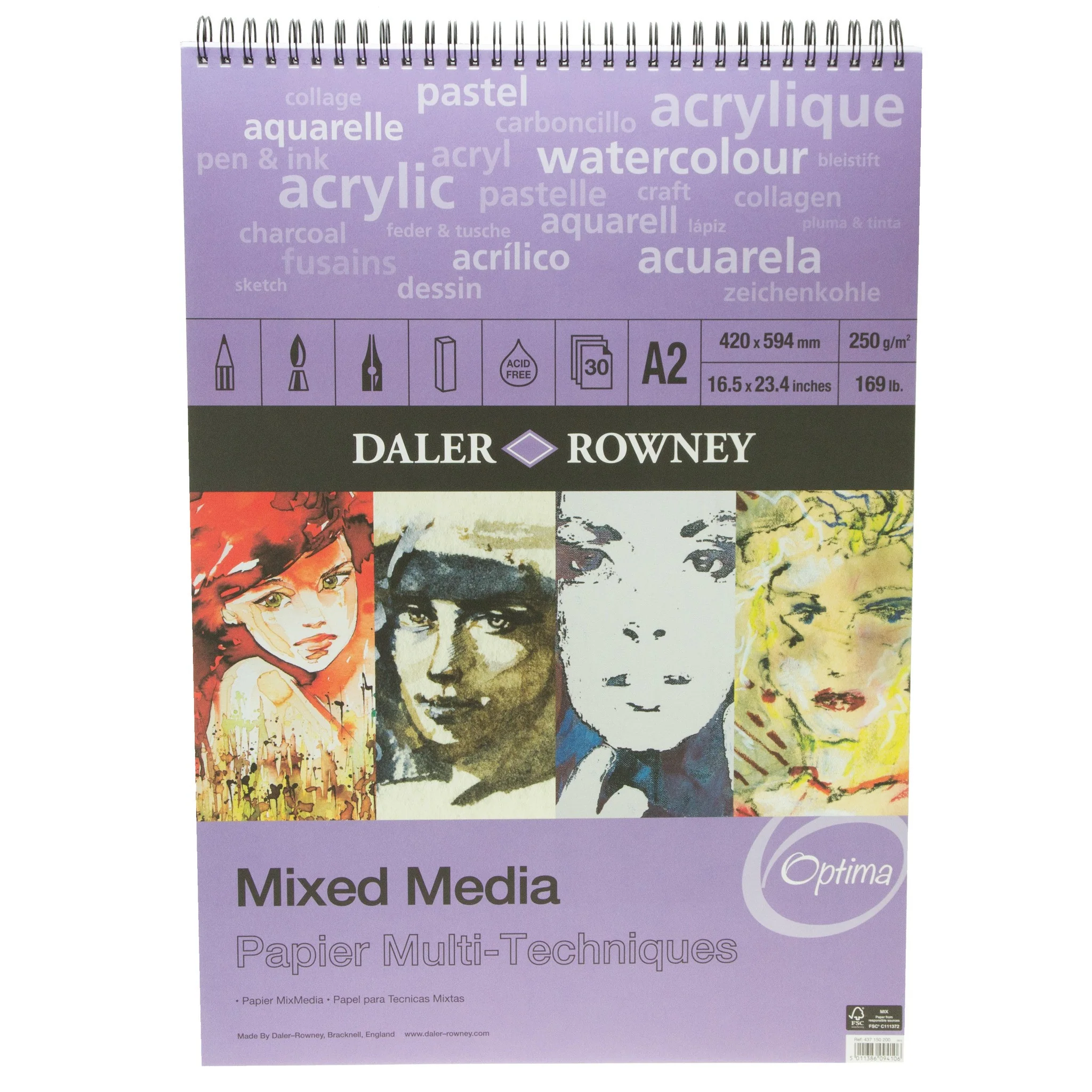 Optima Mixed Media Spiral Pad A2