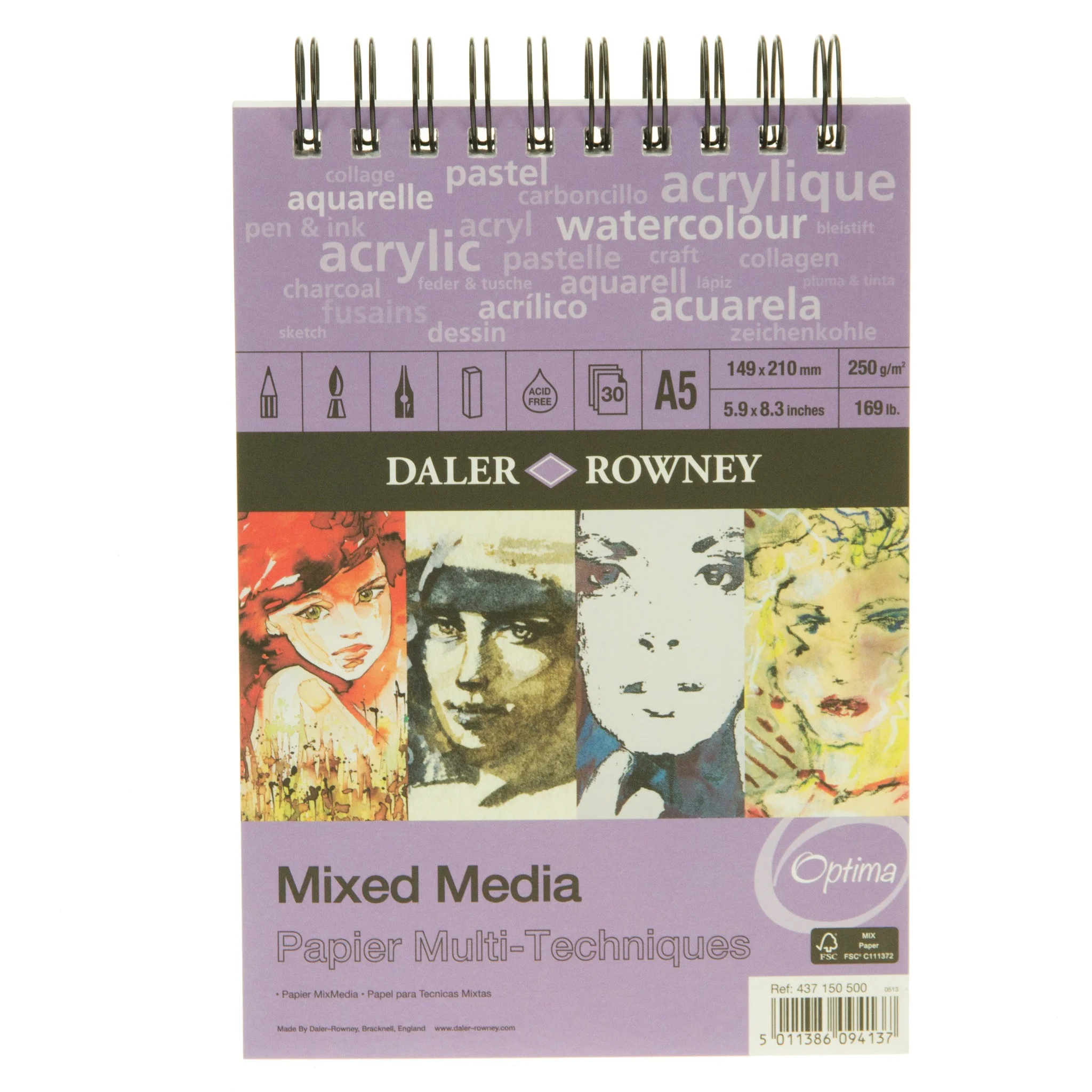 Optima Mixed Media Spiral Pad A5