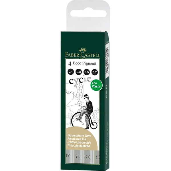 Ecco Pigment Fibre Tip Pen Wallet of 4 (0.1, 0.3, 0.5 & 0.7mm)