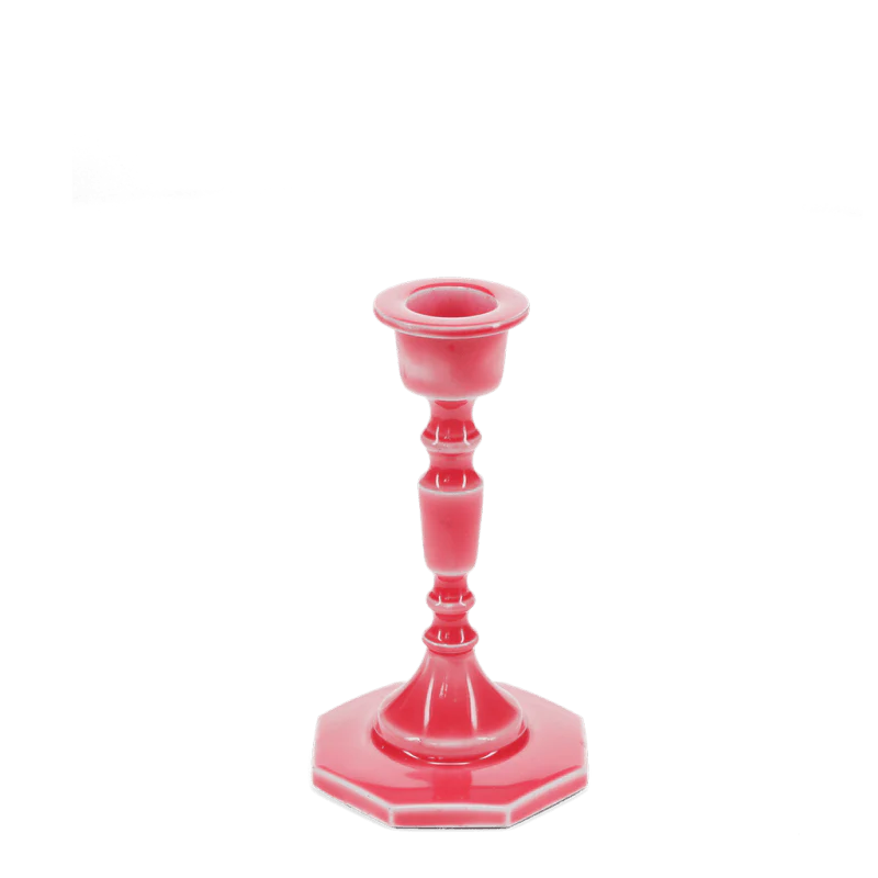 Enamel Candlestick 13cm - Vibrant pink