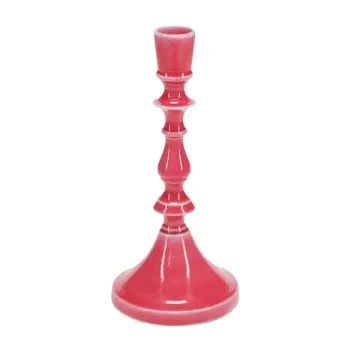 Enamel candlestick 19cm - Vibrant pink