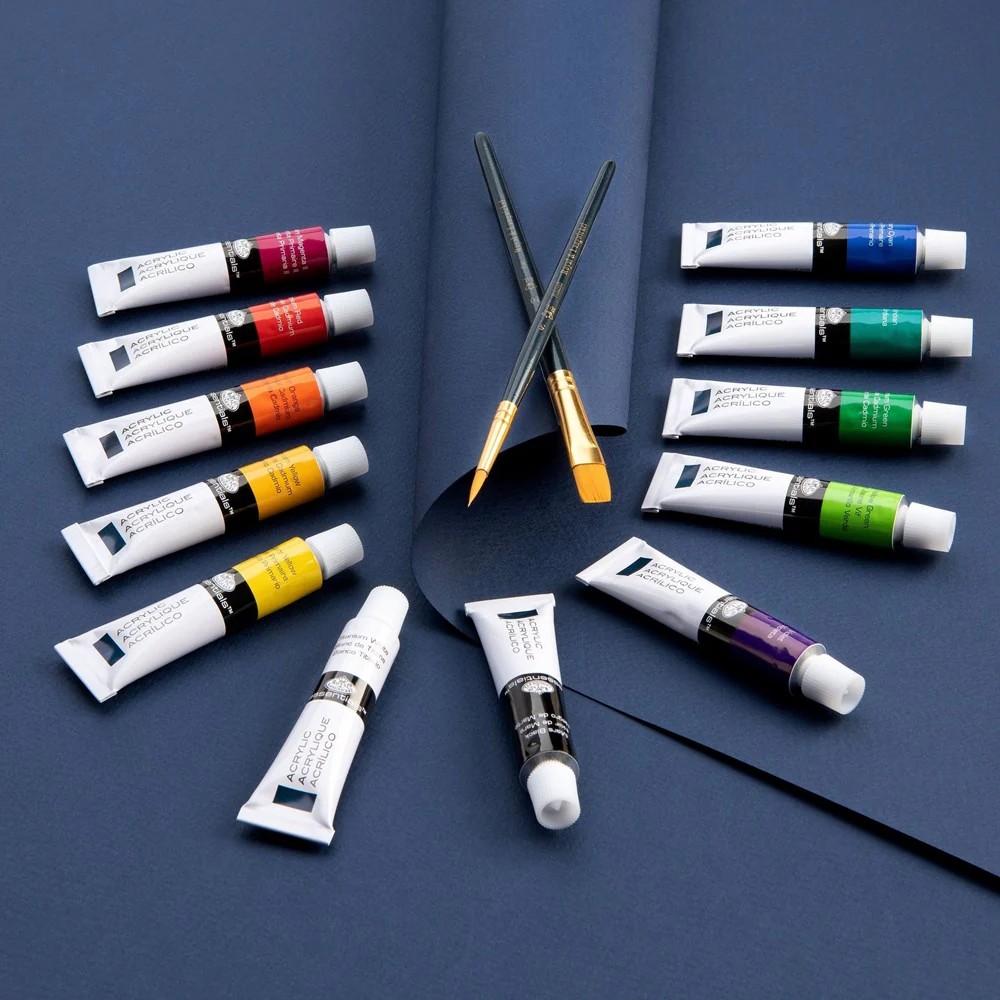Essentials Acrylic Paint & Brush Set 12 x 12ml - Image 2