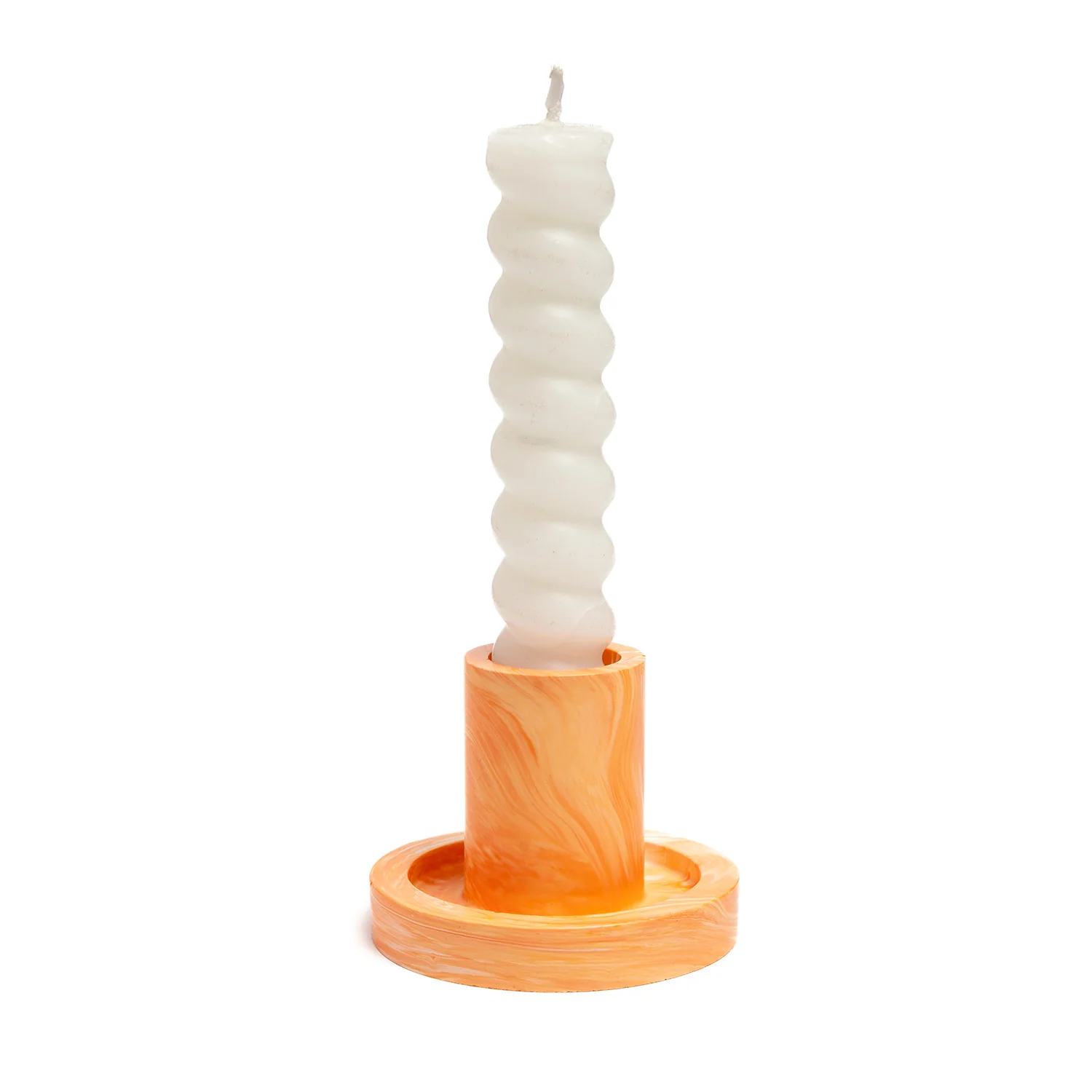 FA Jesmonite Candle Holder - Marbled Orange - Short - Image 2