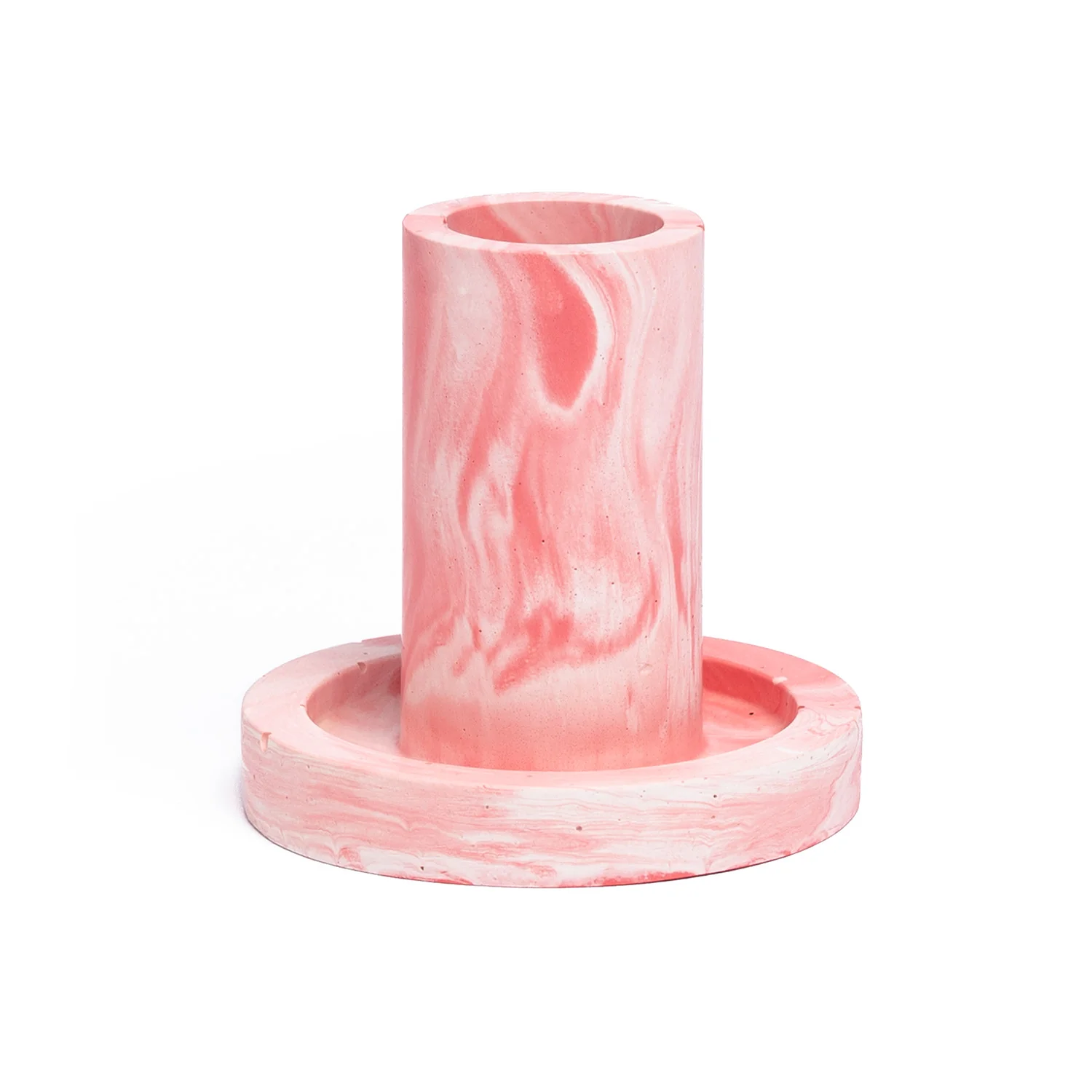 FA Jesmonite Candle Holder - Marbled Pink - Long