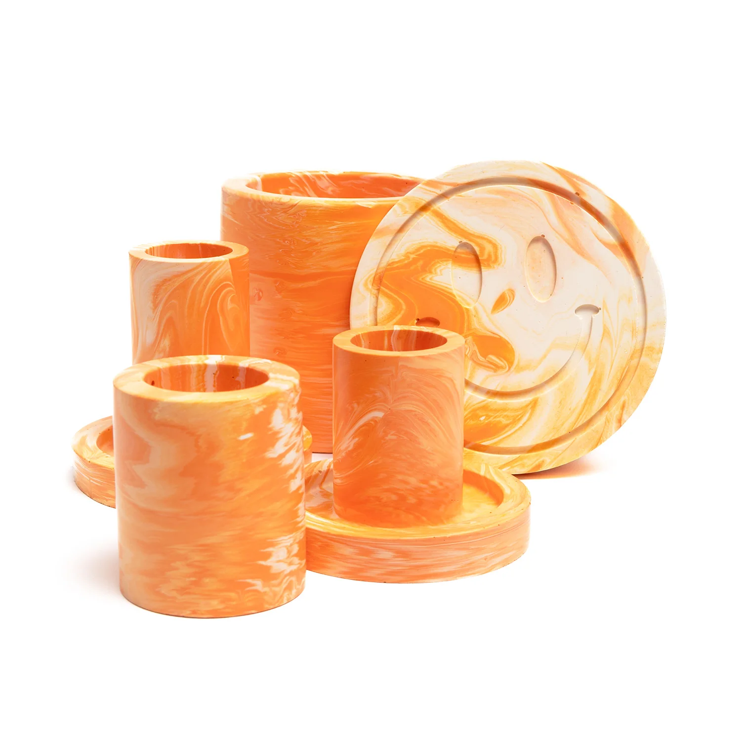 FA Jesmonite Plant Pot - Marbled Orange - Image 2