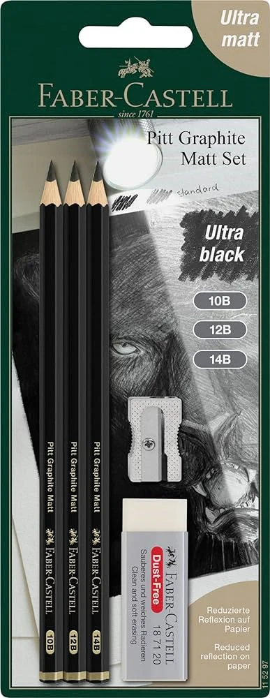 PITT Graphite Matt Pencil Set 10B, 12B, 14B