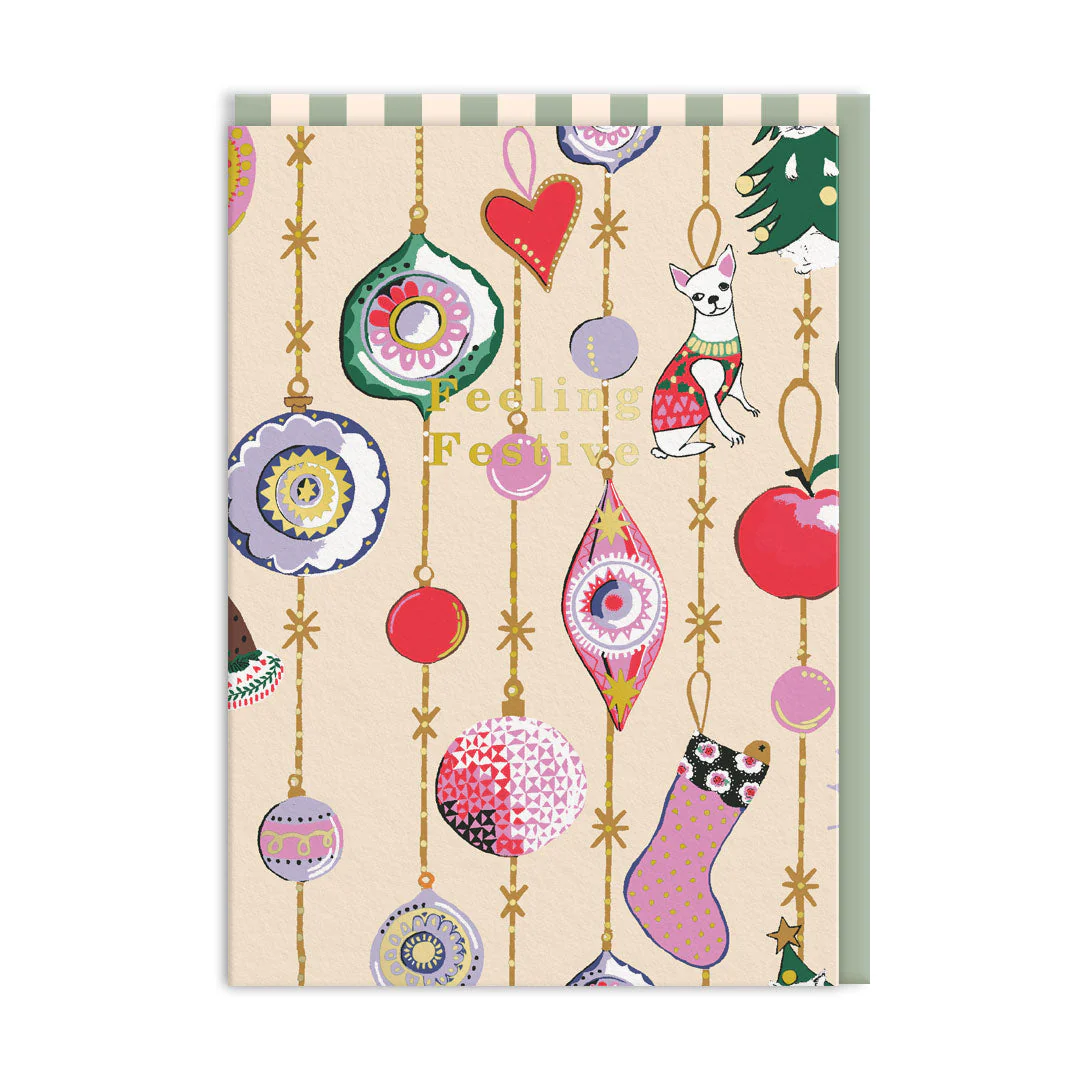 Feeling Festive Baubles Christmas Card