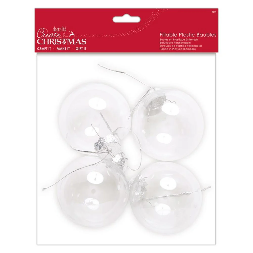Fillable Plastic Baubles 4pk