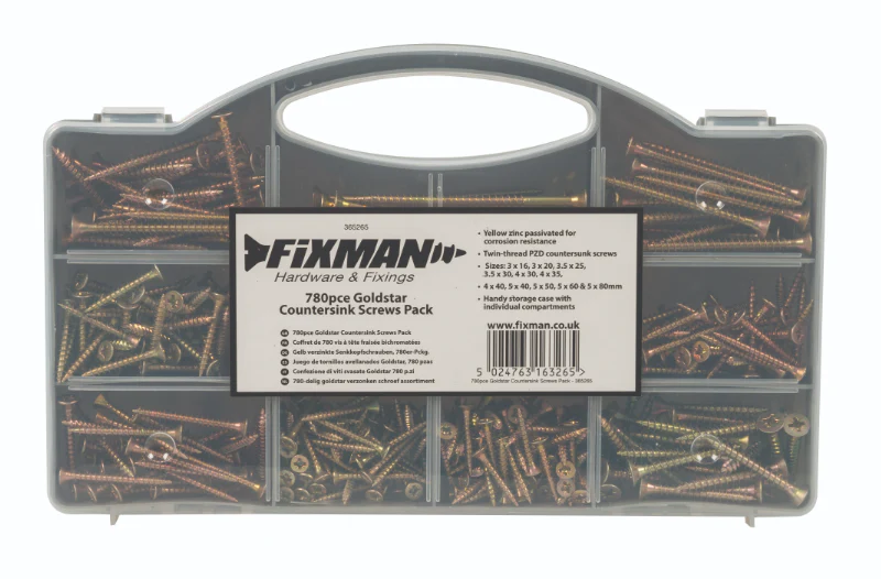 Fixman Goldstar Countersink Screws Pack