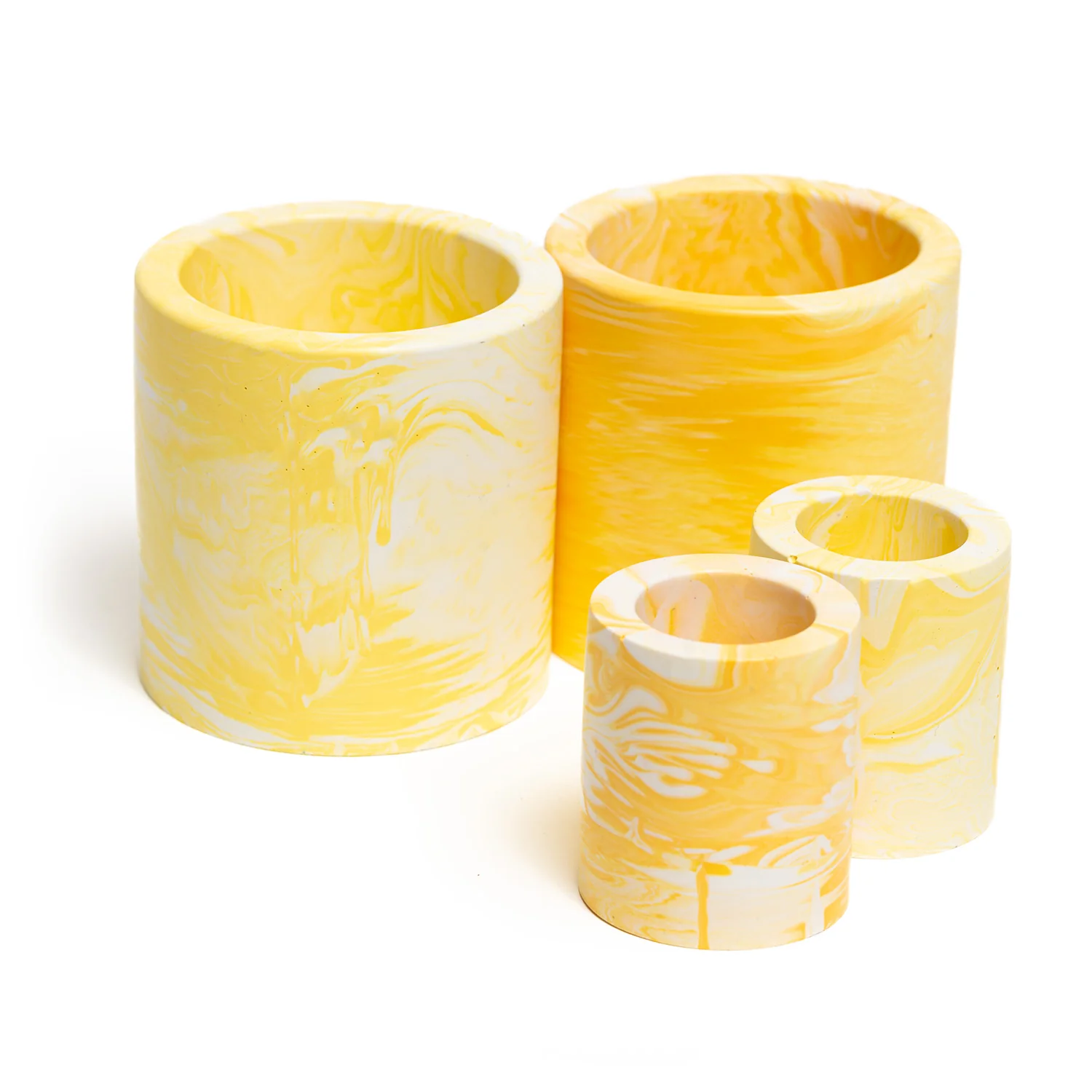 FA Jesmonite Mini Pot - Marbled Yellow - Image 2
