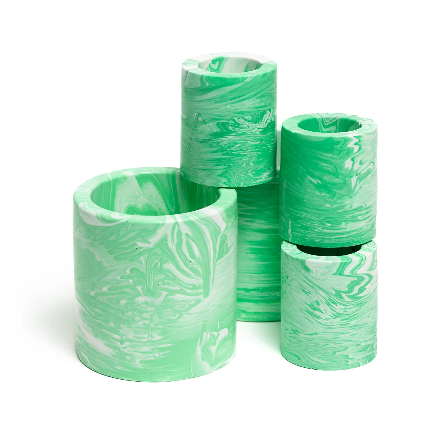 FA Jesmonite Plant Pot - Marbled Green - Image 2