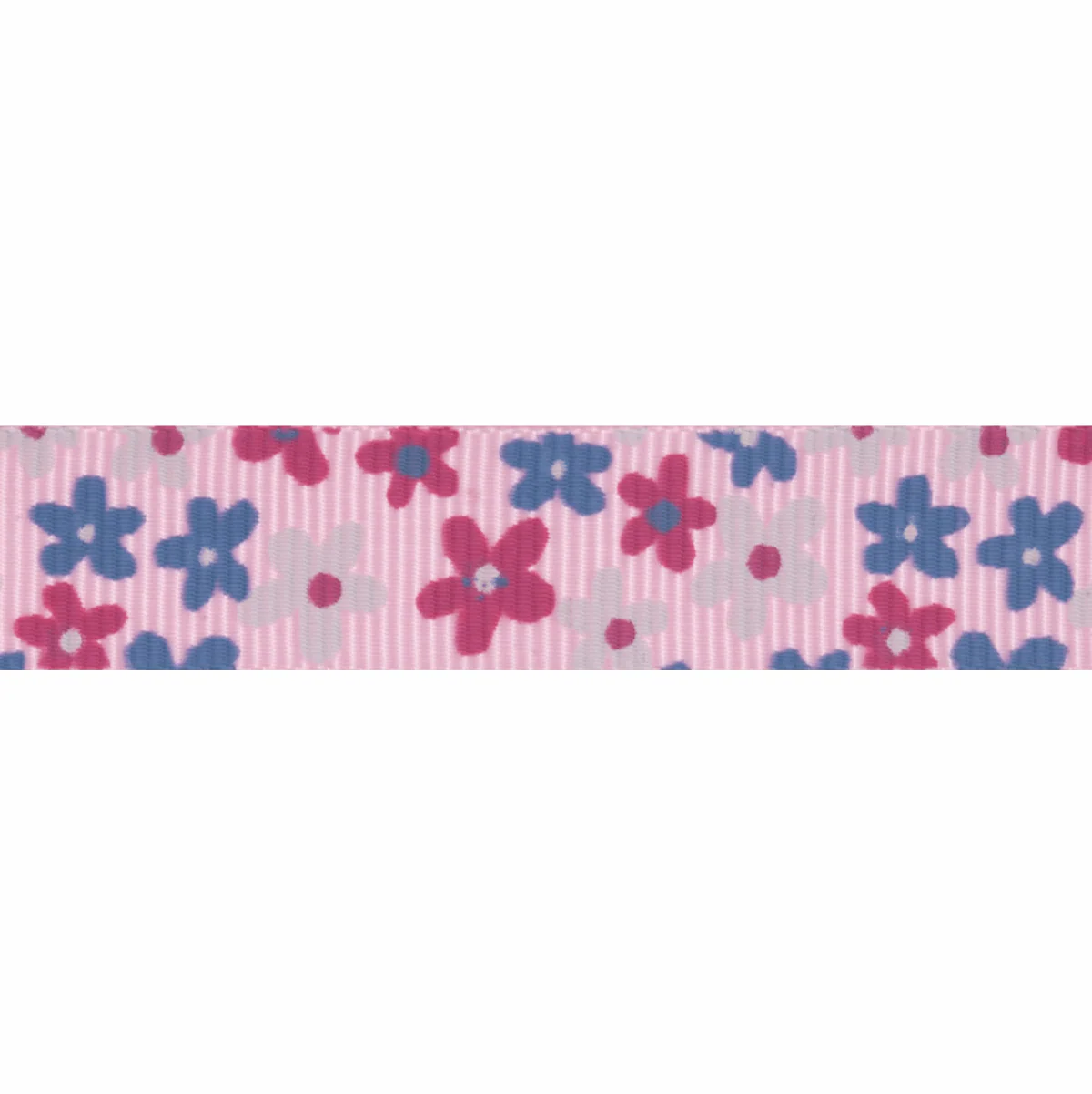 Grosgrain - 5m x 15mm - Flowers - Light Pink