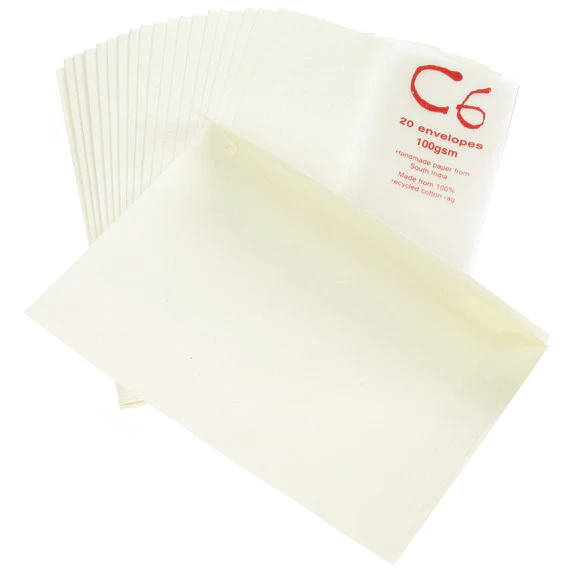 Handmade Recycled Envelopes, 100gsm, 20 envelopes. - Image 2