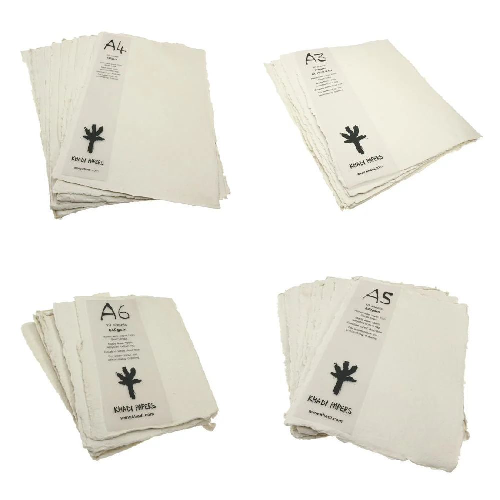 Handmade Recycled Paper, 640gsm, 10 sheets.